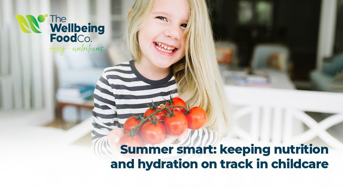 Children drinking water and enjoying fresh fruit at a childcare setting on a sunny summer day to stay hydrated and nourished.